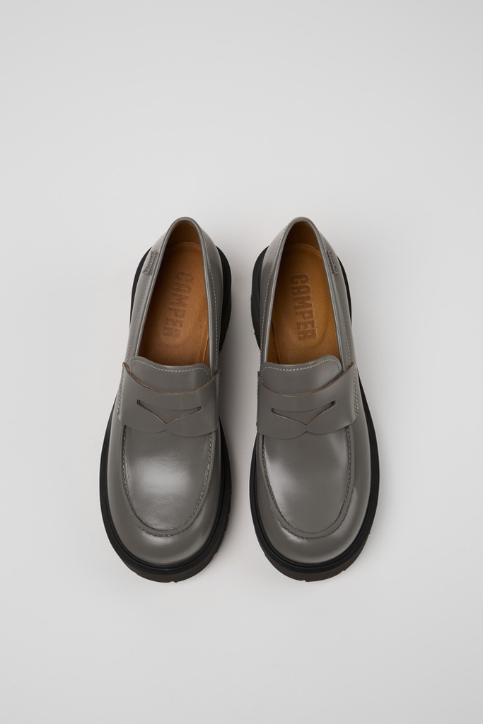 Camper Milah Black leather loafers  Grey