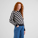 Dedicated peysa Sweater Arendal Pepita Cats Oat White Rainy Day,