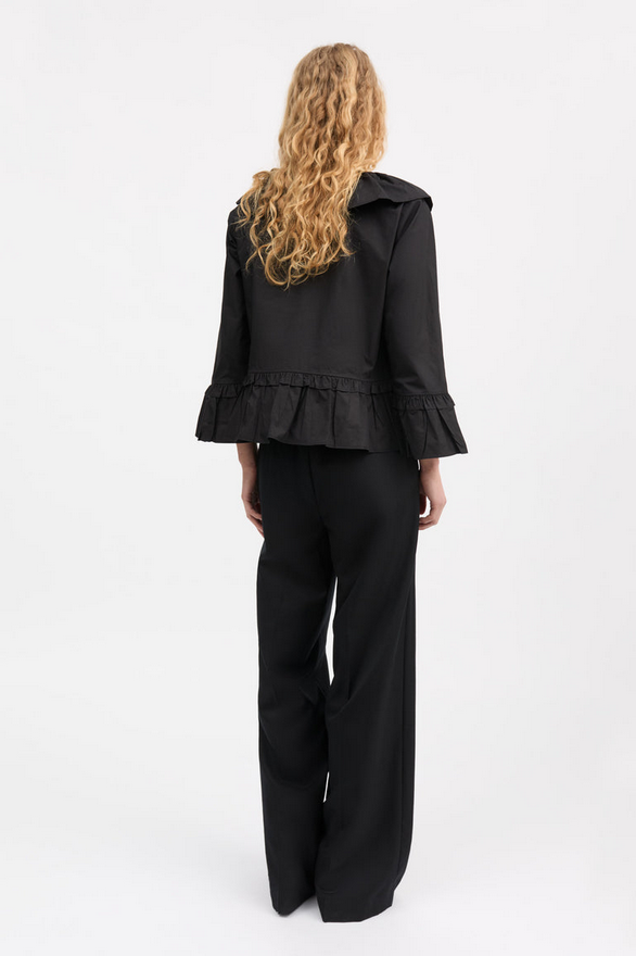 SKALL skyrta Rimini flounce blouse Black