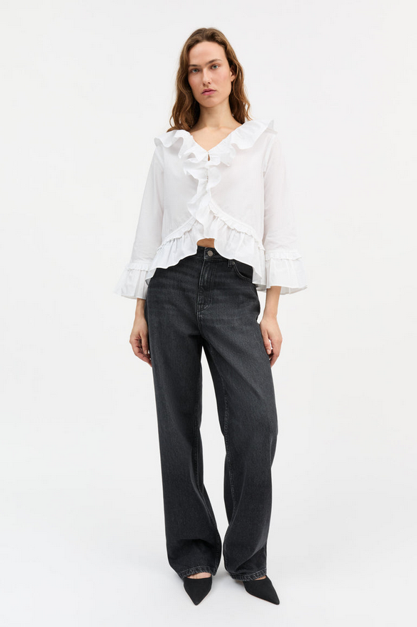 SKALL skyrta Rimini flounce blouse Optic white