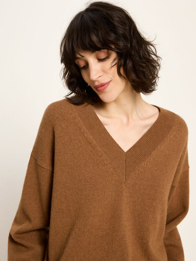 Lanius peysa Pullover V Brown