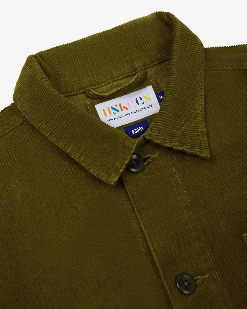 Uskees skyrta #3001 Cord overshirt Woodland green
