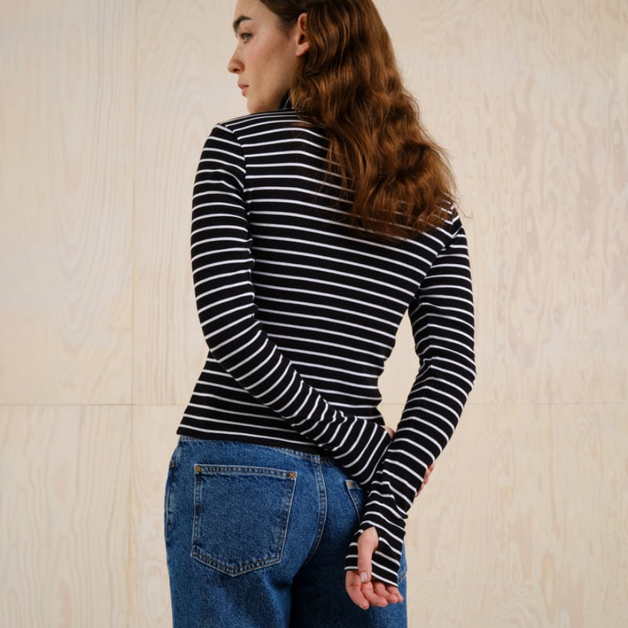 Dedicated Toppur Rib top Malma stripe Black/white