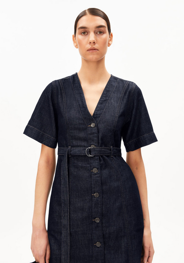 ARMEDANGELS kjóll Belted denim midi dress Rinse