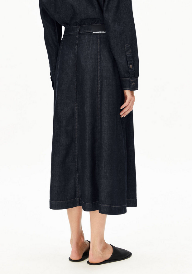 ARMEDANGELS pils Panelled denim midi skirt Rinse