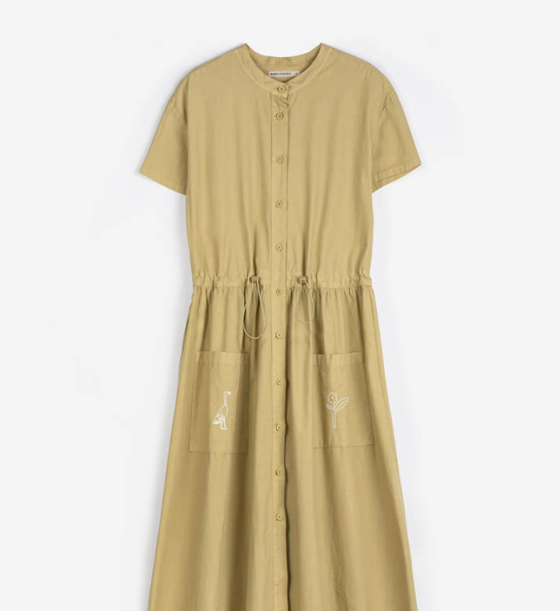 BOBO CHOSES Kjóll Round collar shirt dress Khaki