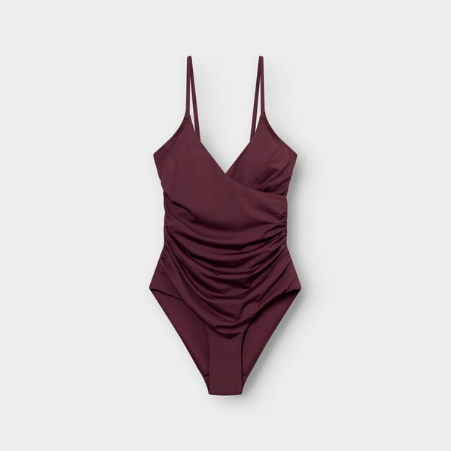 DEDICATED Sundbolur Wrap swimsuit Klinte Burgundy Fig
