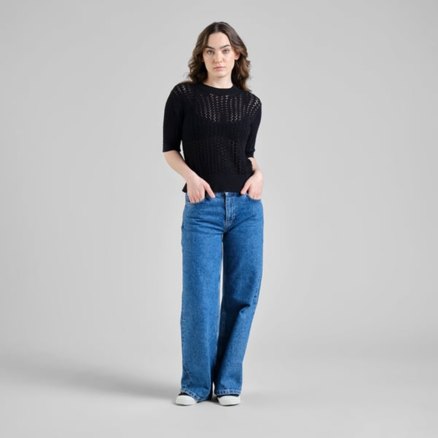 Dedicated Toppur Knitted T-shirt Flen Crochet Black