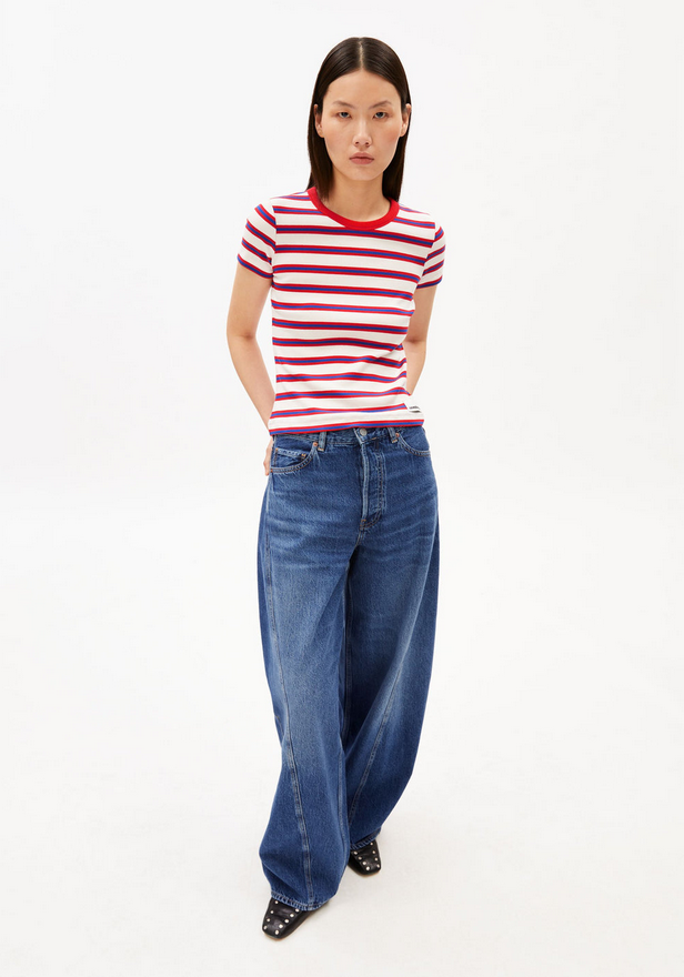 ARMEDANGELS bolur Kardaa stripes Oatmilk/mars