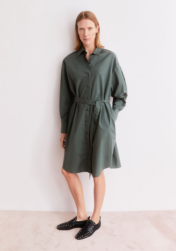 ARMEDANGELS kjóll Barrel sleeve poplin dress Space steel