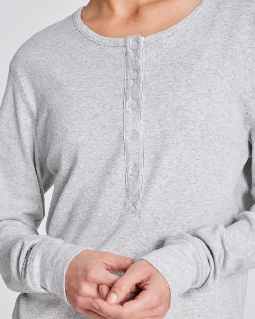 GAI+LISVA Bolur Ida LS Cotton Henley Light grey melange