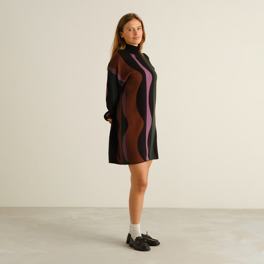 Dedicated kjóll Dress Nikkala Wavy stripe multi color
