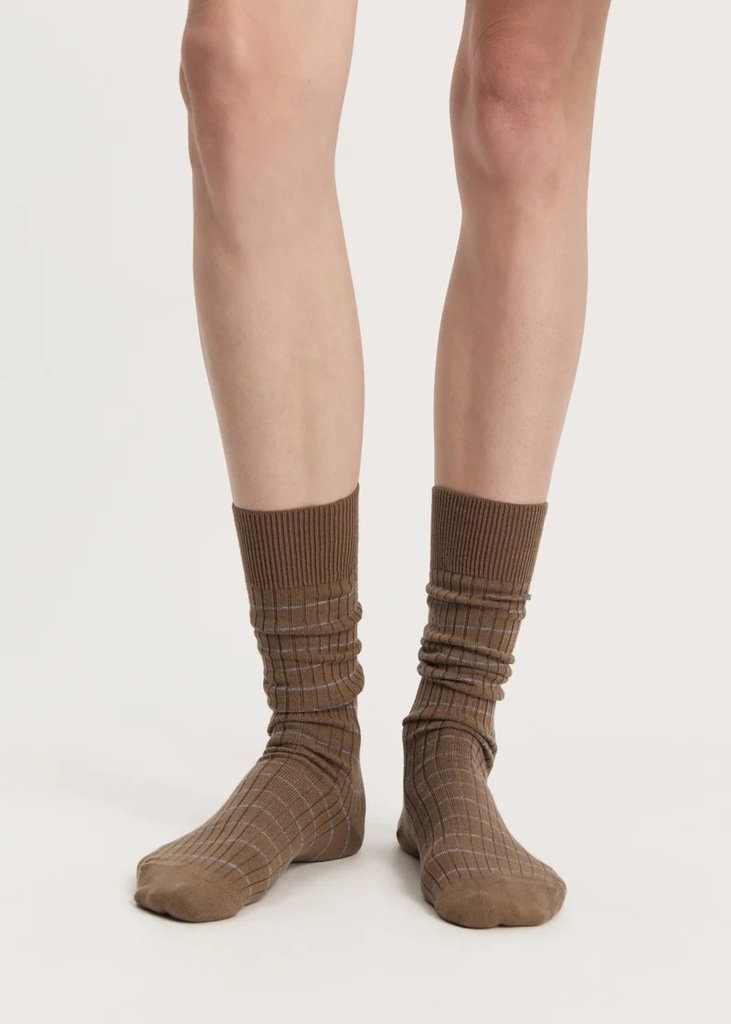 AIAYU SOKKAR Cotton Long Socks MIX CHESTNUT