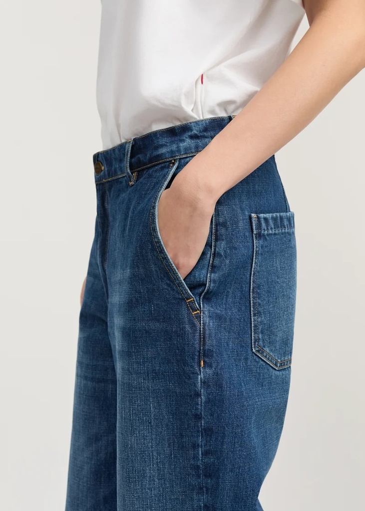 AIAYU gallabuxur Carlo Midwaist Wide Jeans Worn blue