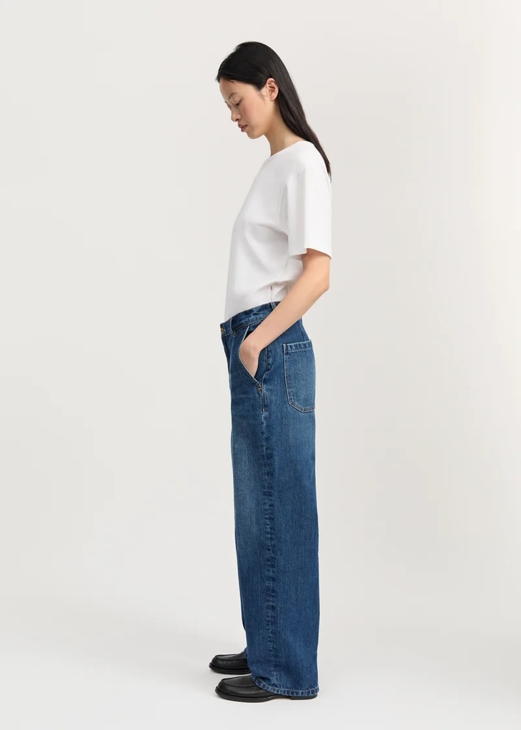 AIAYU gallabuxur Carlo Midwaist Wide Jeans Worn blue