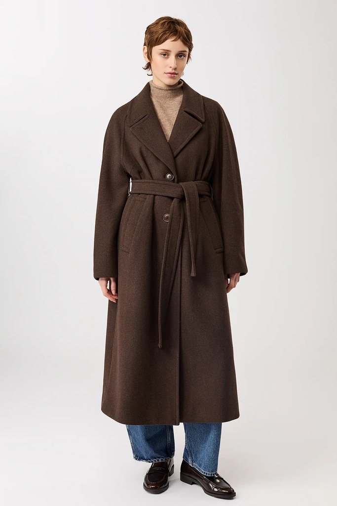 LANGERCHEN kápa CO251WO05 Coffee Long recycled wool coat