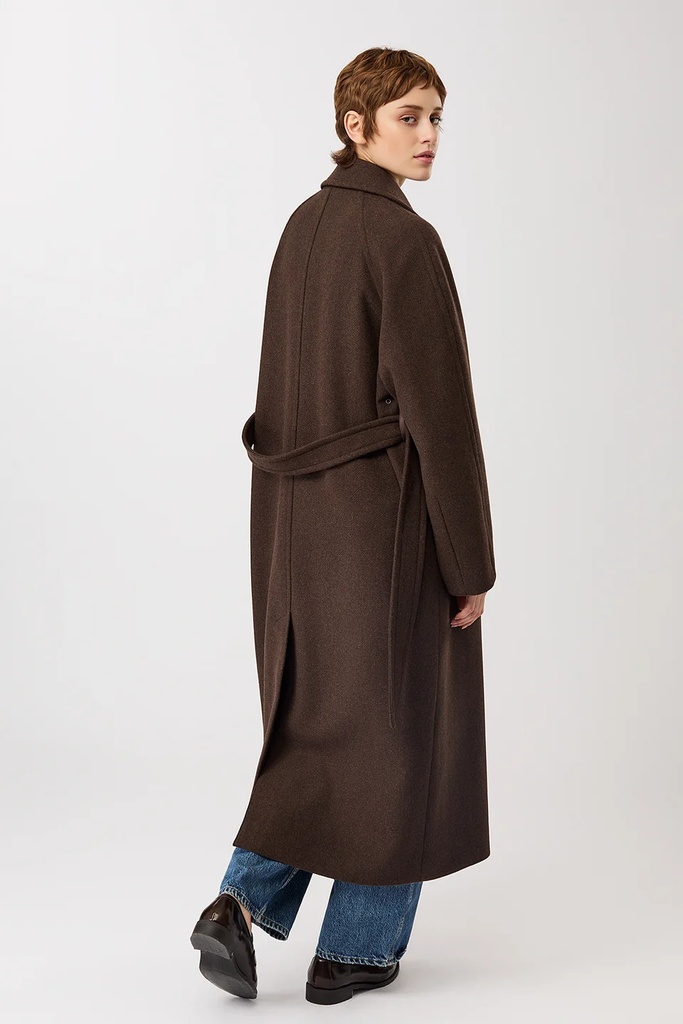 LANGERCHEN kápa CO251WO05 Coffee Long recycled wool coat