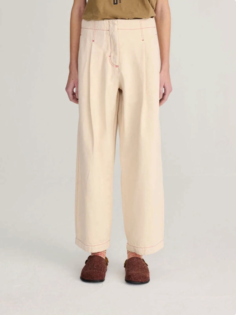 BOBO CHOSES buxur Ecru twill pleated barrel pants