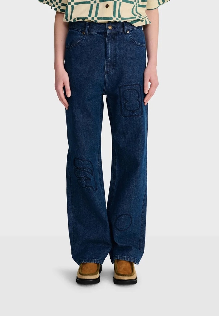 BOBO CHOSES buxur Embroidery washed mid-waist jeans