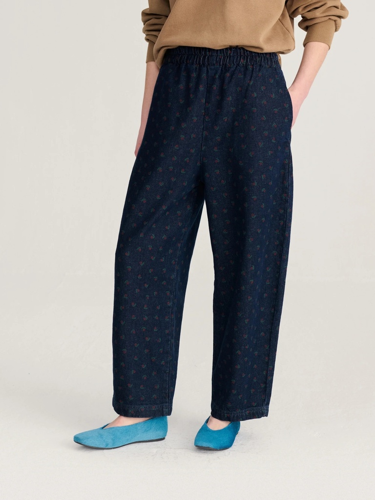 BOBO CHOSES buxur Swamp Whirl all over denim cocoon pants
