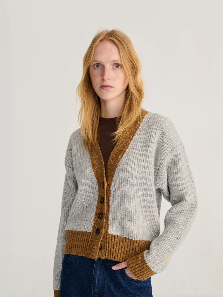 BOBO CHOSES peysa Color block wool blend V-cardigan