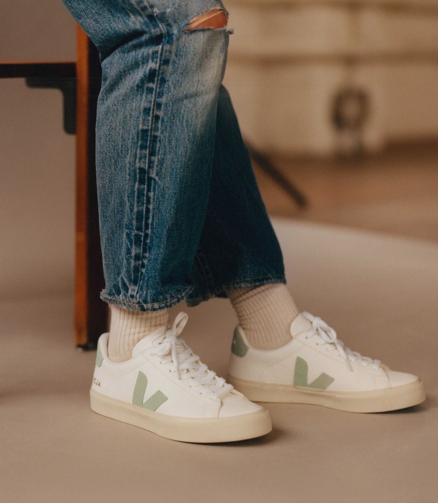 VEJA - skór CAMPO CHROMEFREE LEATHER WHITE MATCHA