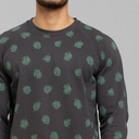 Dedicated Peysa Sweatshirt Malmoe Leaf AOP Charcoal