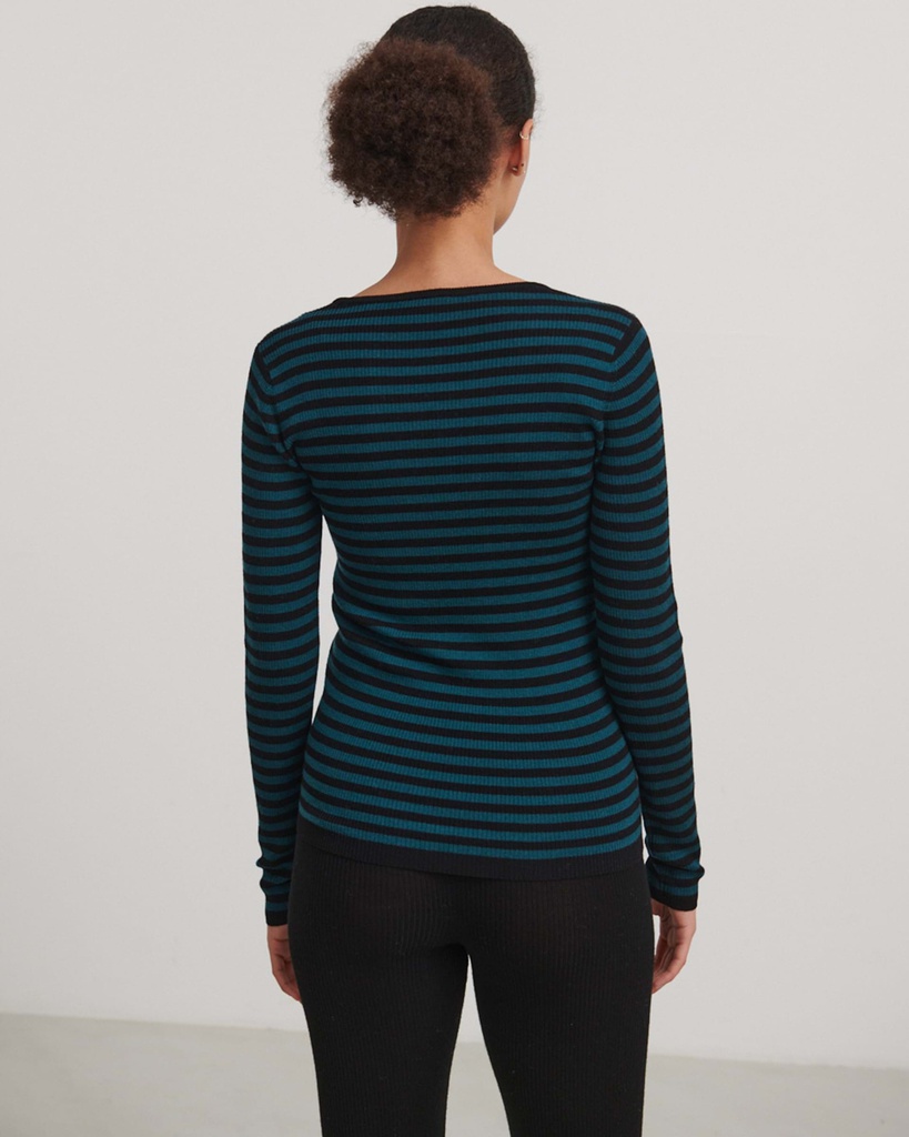 FUB peysa Thin Rib blouse 10323 Black Teal