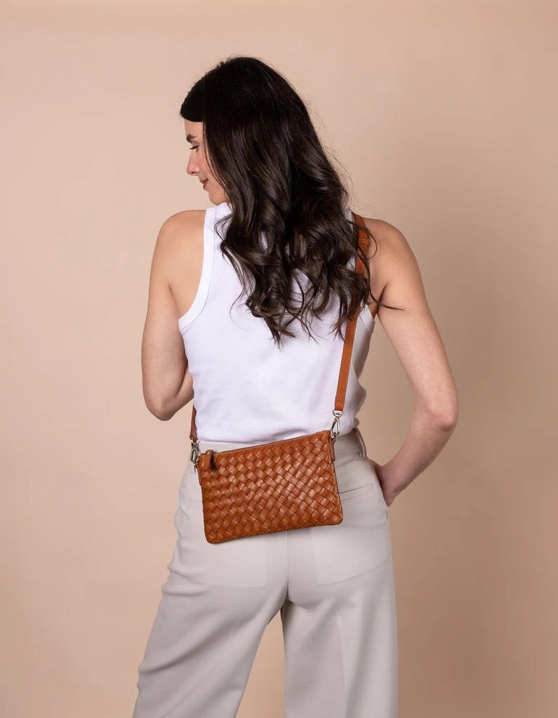 O MY BAG Lexi Cognac woven classic leather