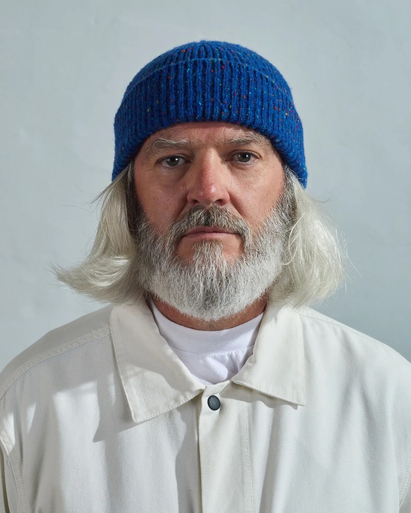 Uskees Húfa #4003 speckled donegal wool hat - ultra blue