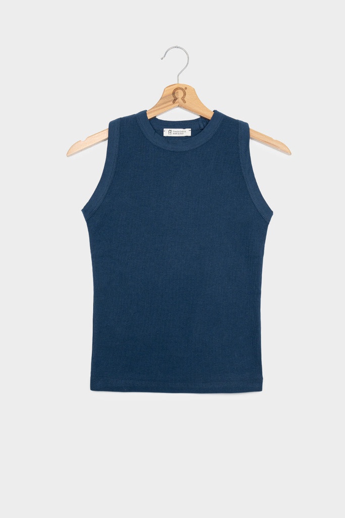 RIFÓ toppur Recycled Cotton Top Irene Blue Balena