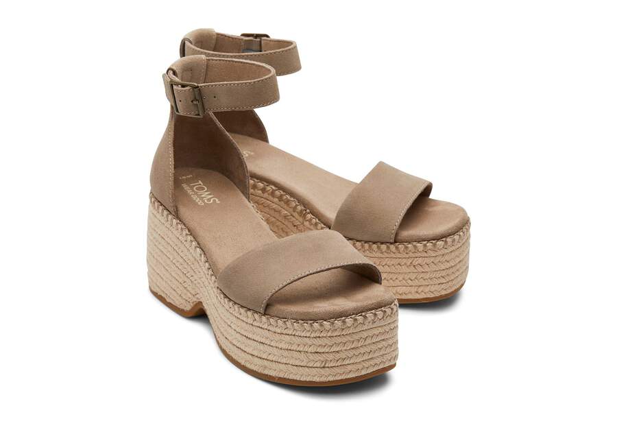 TOMS skór - Women Laila Taupe Suede Platform