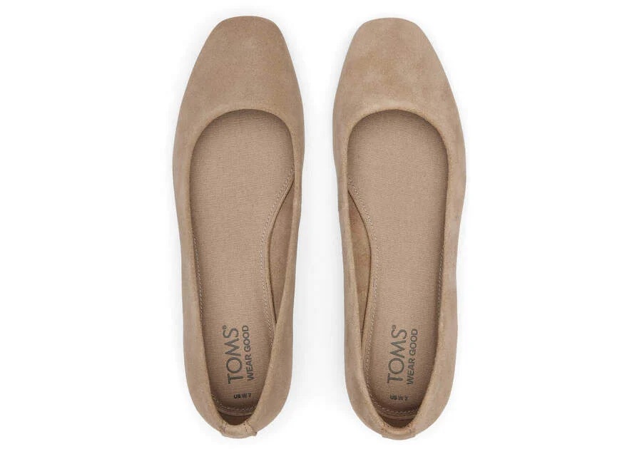 TOMS skór - Women Briella Taupe Suede Flat