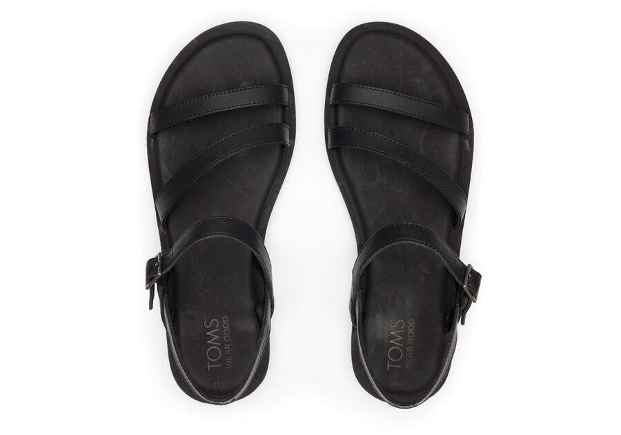 TOMS skór - Kira Black Leather Sandal