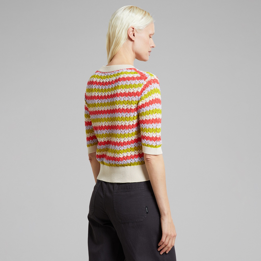 Dedicated bolur Knitted T-shirt Crochet Stripe Multi colour
