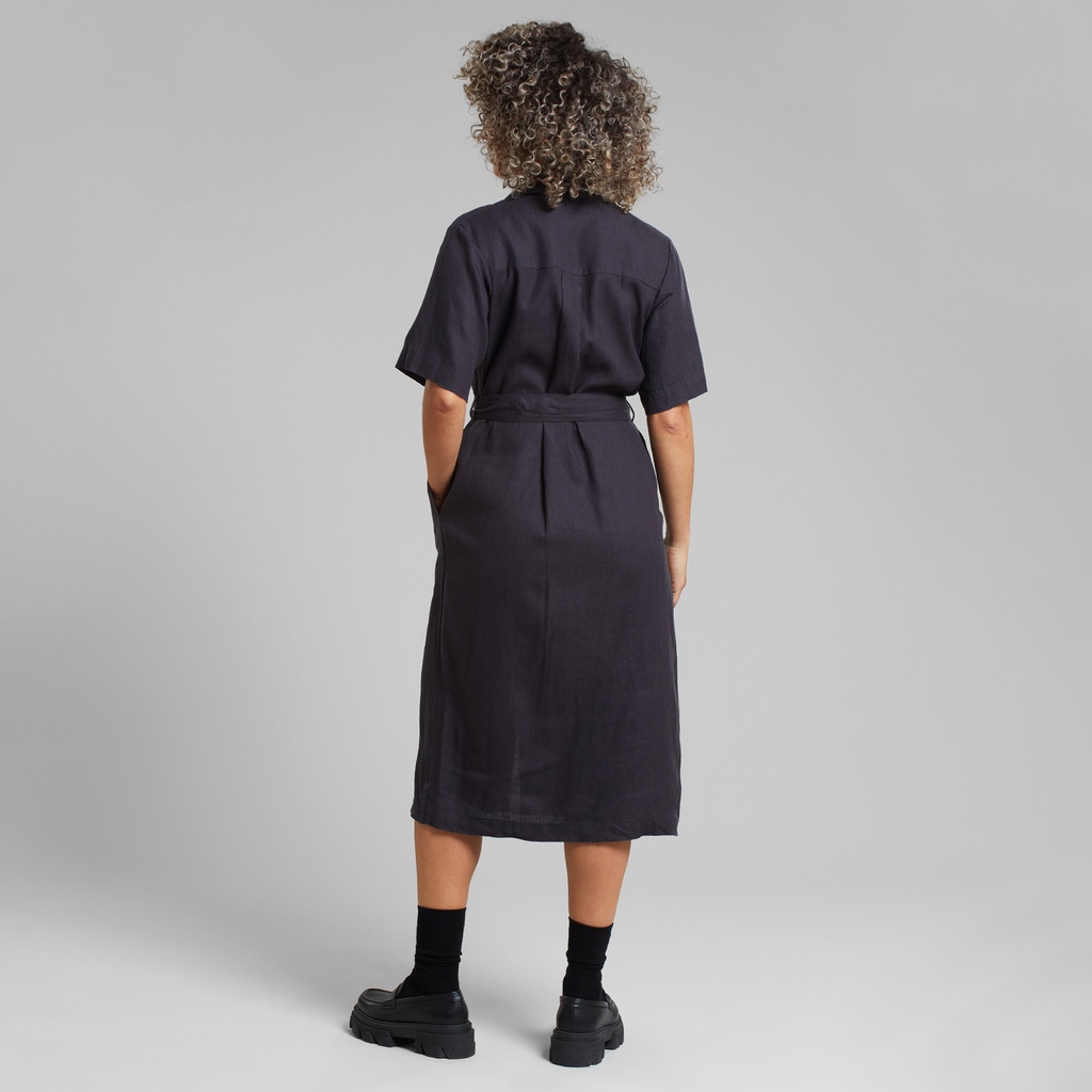 Dedicated kjóll Shirt Dress Orrefors Linen Phantom Black