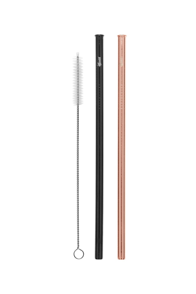 Cheeki stálrör bein 2 í pk. Rose Gold & Black