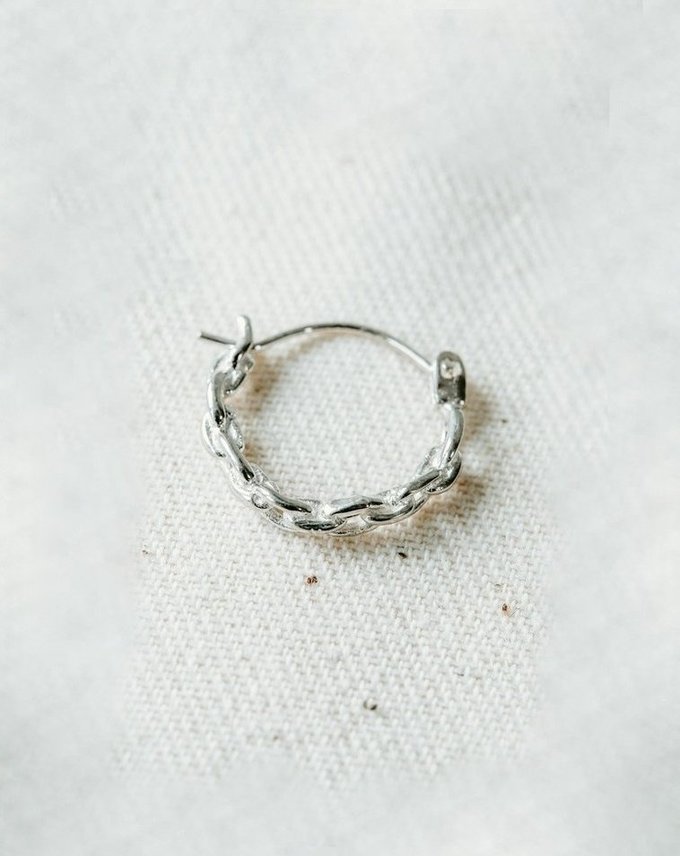 Taj Amsterdam lokkur Single Small Chain Hoops Kalina silver