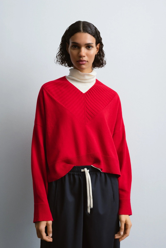 CORDERA Cashmere Ribbed neck sweater Red