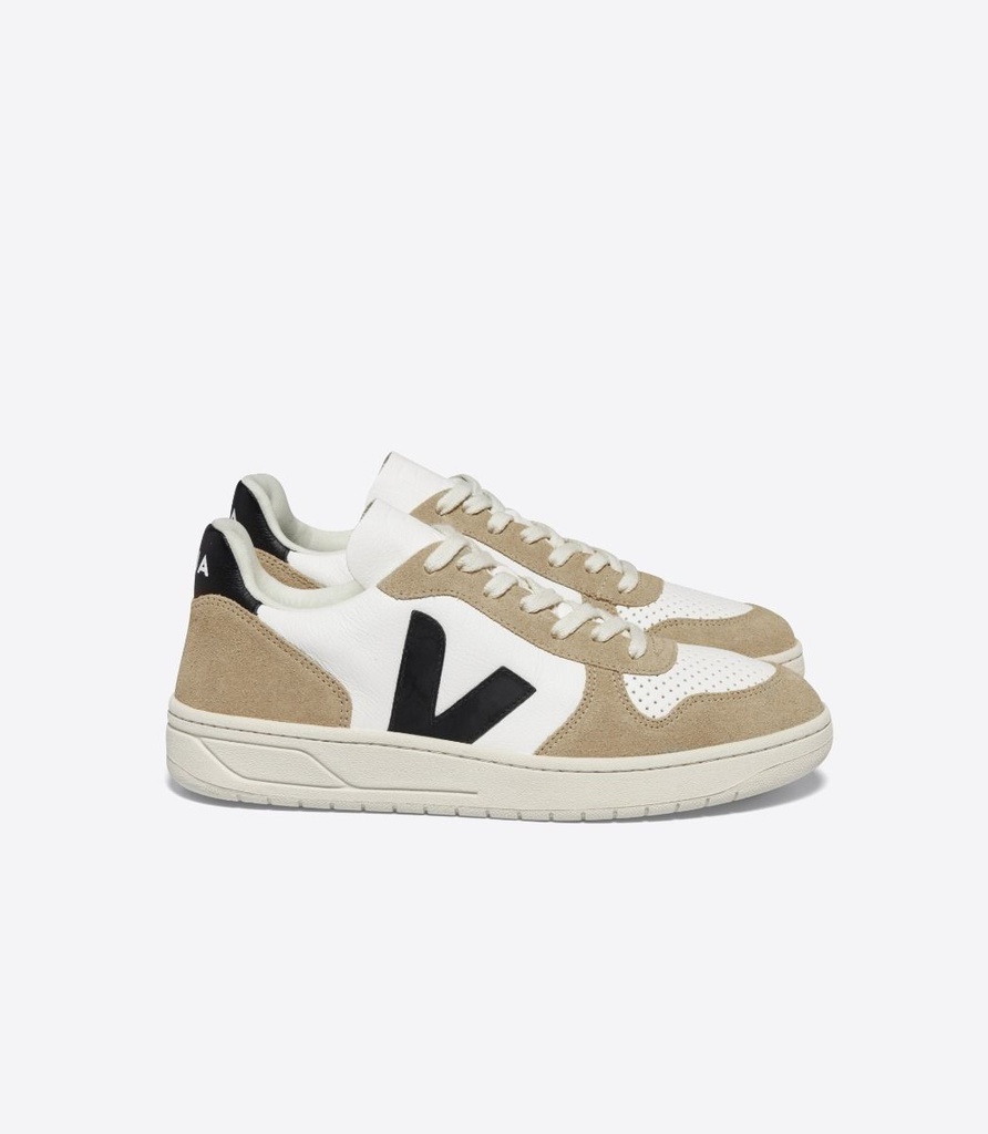 VEJA skór V-10 Chromefree leather Extra White Black Sahara