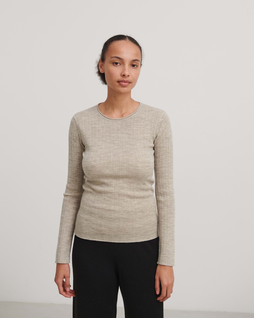 FUB peysa Rib blouse 10223 Light beige melange