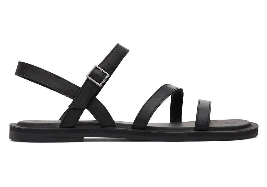 TOMS skór - Kira Black Leather Sandal