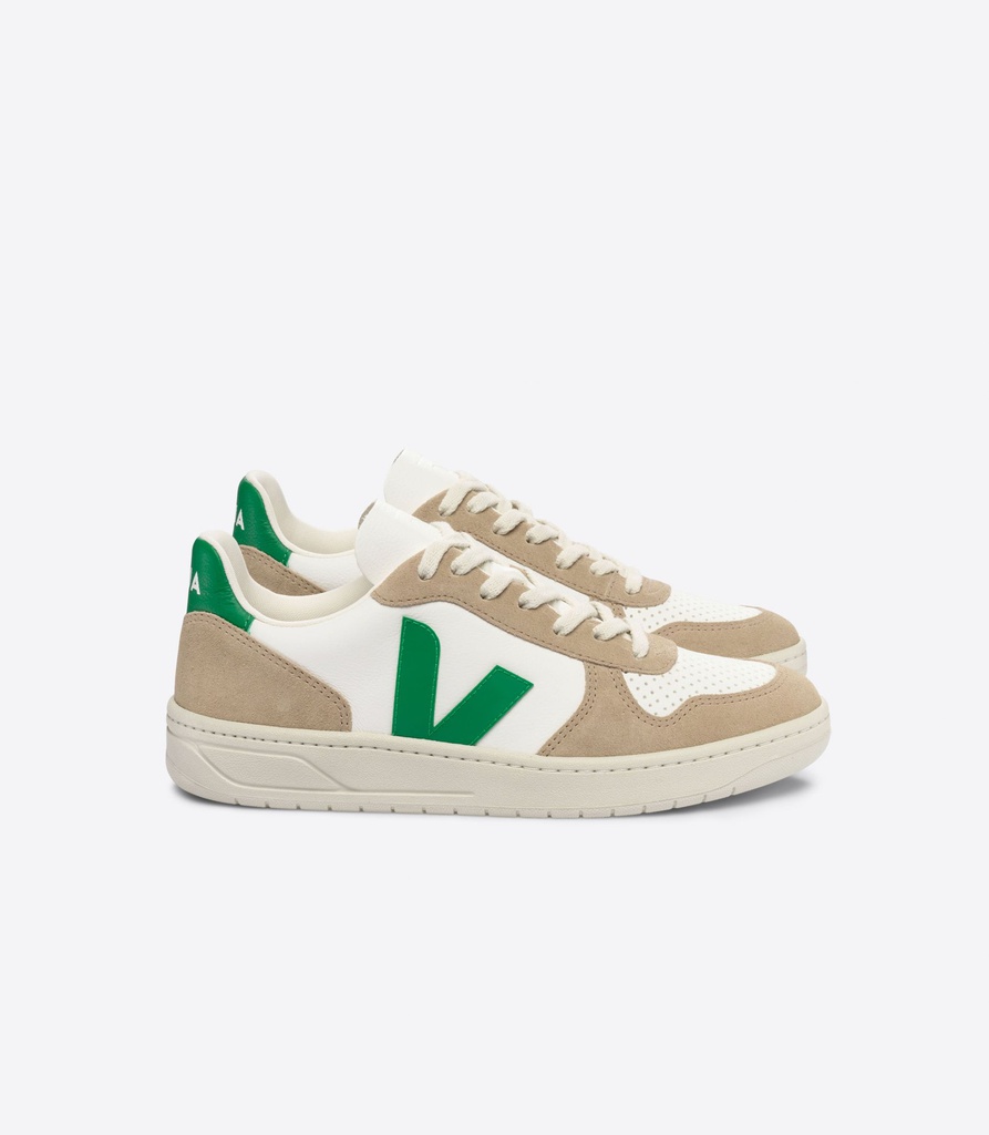 VEJA skór V-10 Chromefree leather Extra White Emeraude Sahara