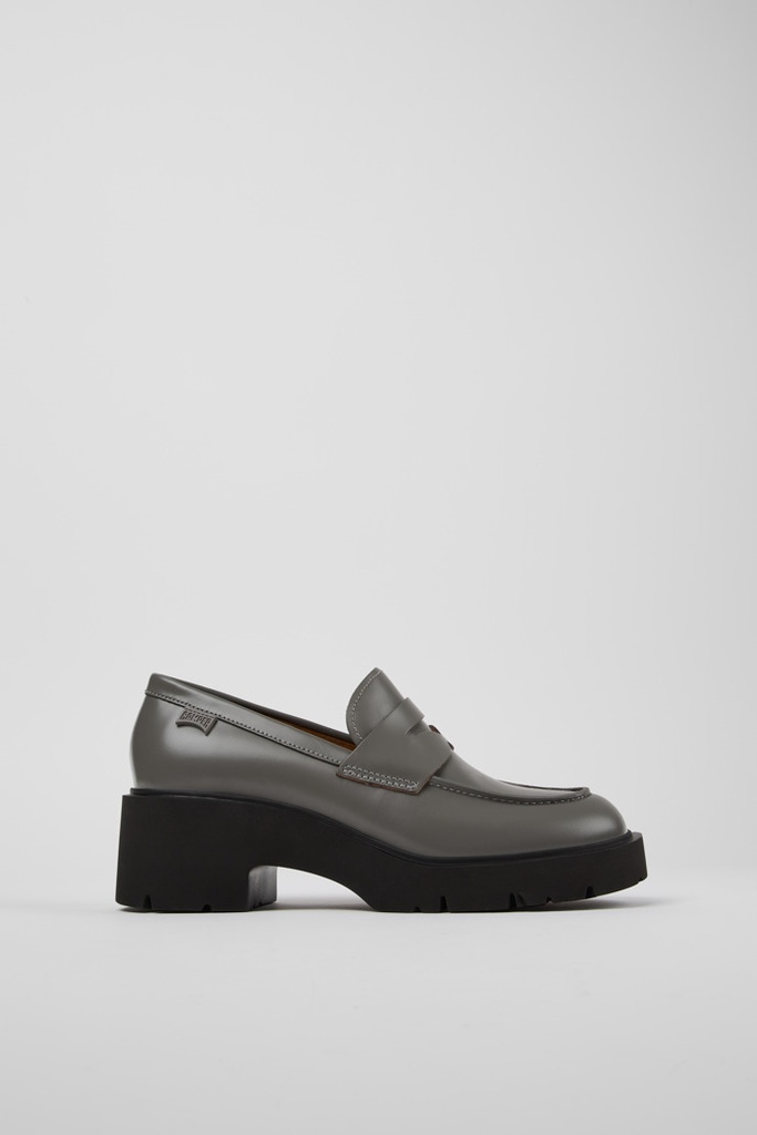 Camper Milah Black leather loafers  Grey