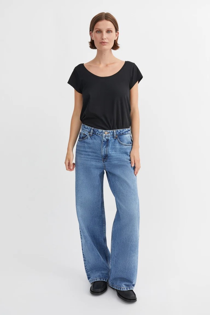 SKALL buxur Willow wide jeans Worn mid blue