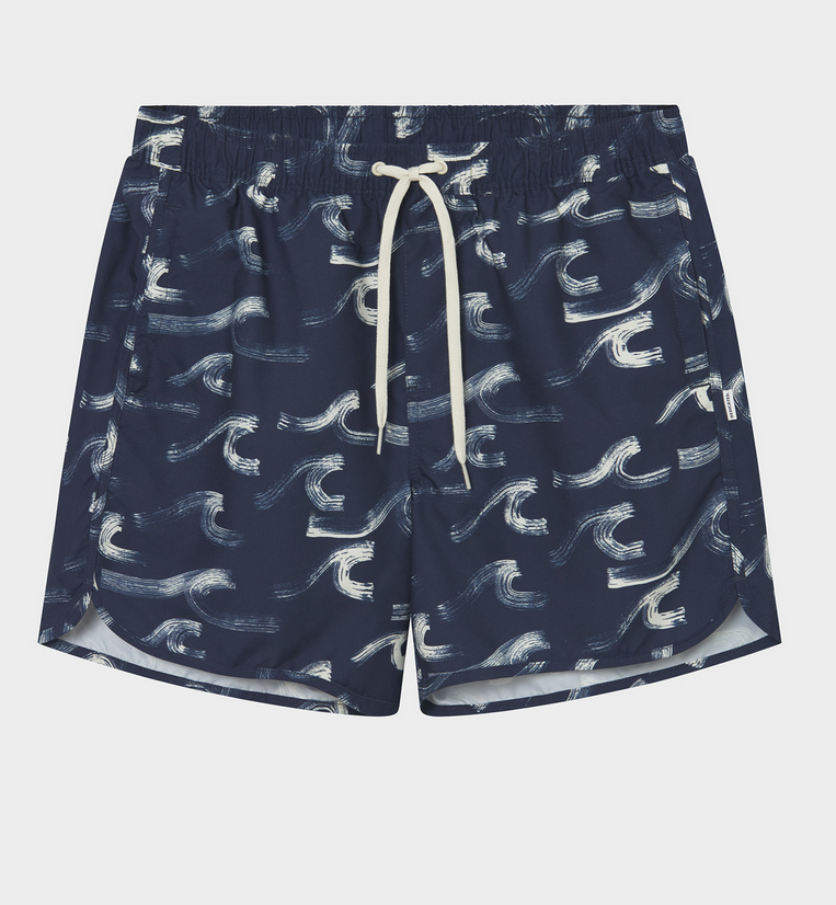 Dedicated Sundskýla Swim Shorts Sandhamn Waves Navy black