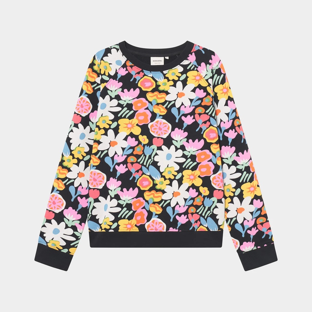 DEDICATED peysa Ystad sweatshirt Flowers Multi color
