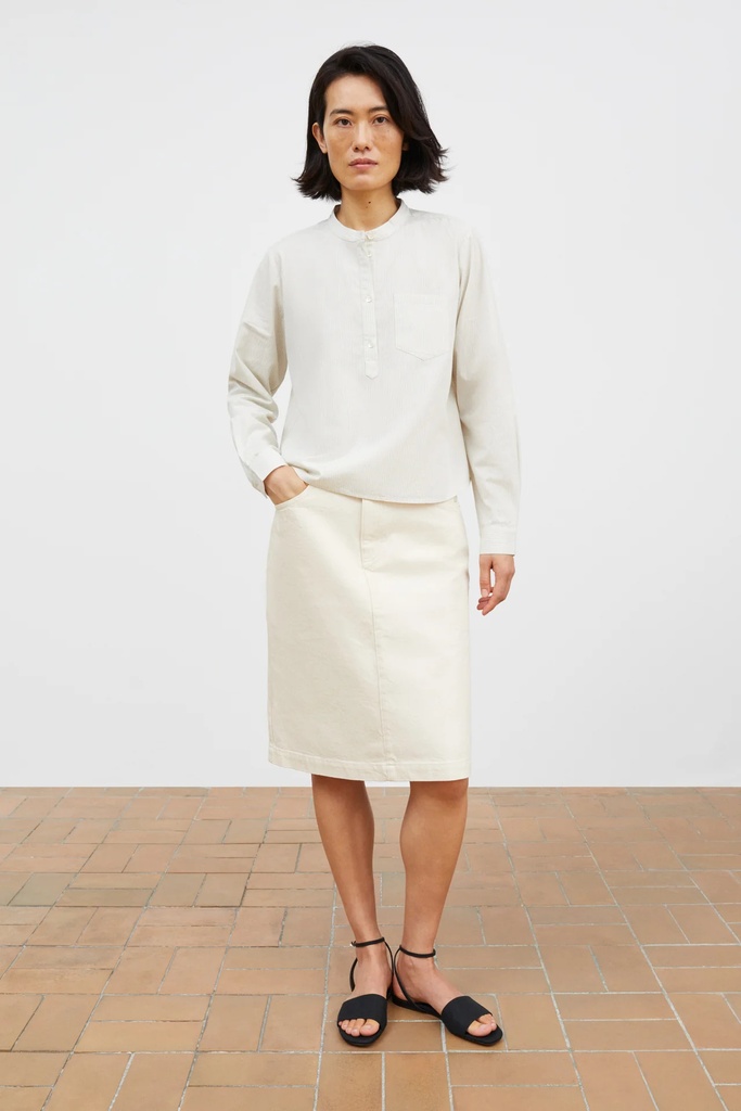 SKALL skyrta Agnes shirt Light blue/white stripe