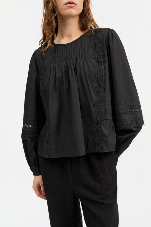 SKALL skyrta Leaf blouse Black