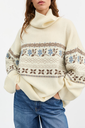 SKALL peysa Leonora T-neck Brown/ecru